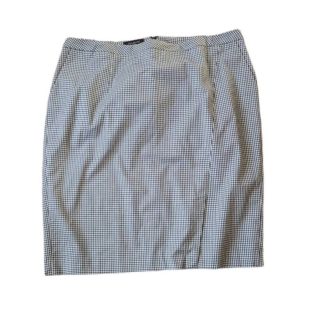 Talbots Straight & Pencil Skirt Womens 18W Black Plaid Gingham Classic Lined Mod